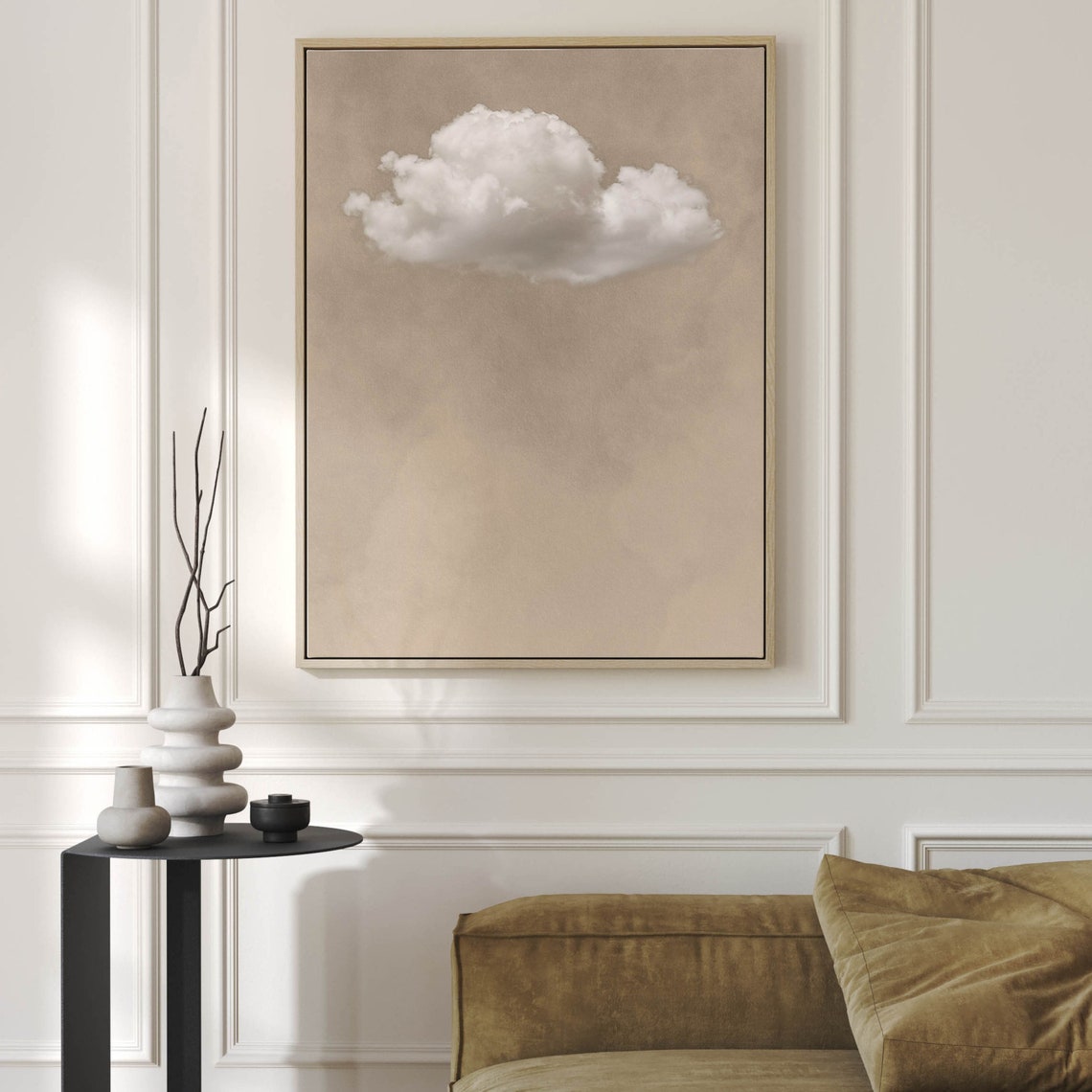 Minimalist Single White Cloud Beige Sky Zen Neutral Art Poster