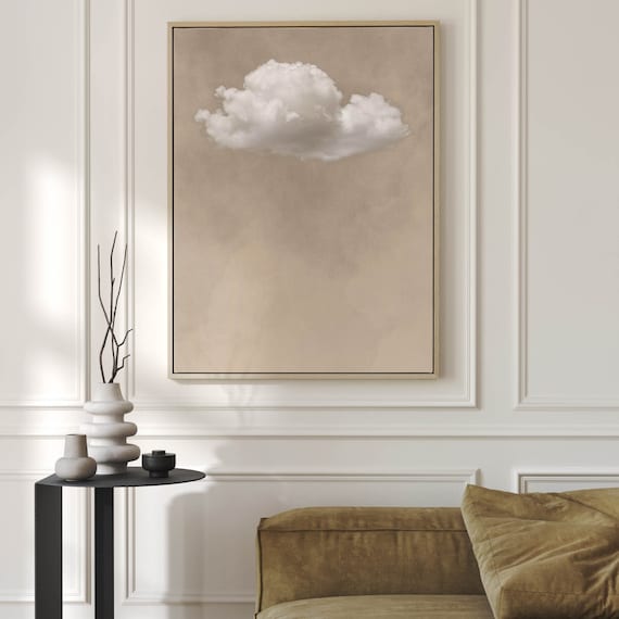 Minimalist Single White Cloud Beige Sky Zen Neutral Art Poster