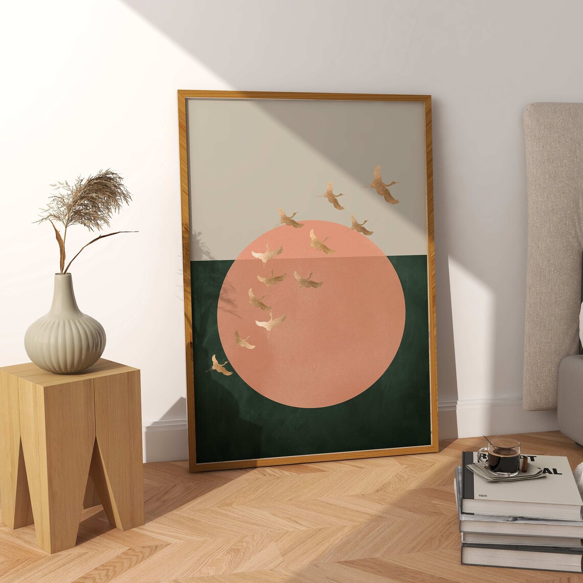 Flying Cranes Japanese Abstract Wall Art Print - Image 5