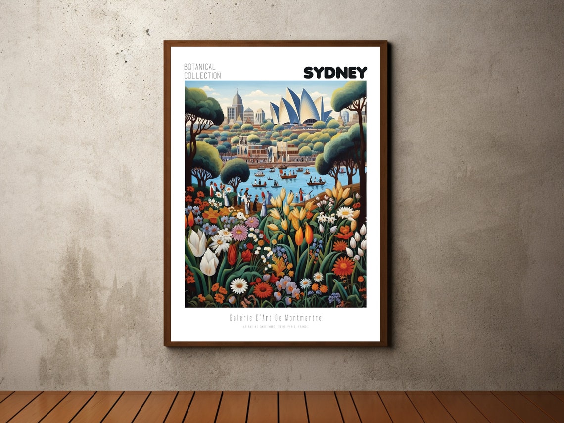Sydney Botanical Collection Opera House Harbor Floral Art Poster