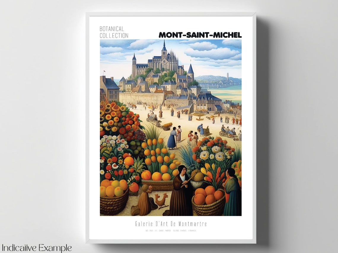 Mont Saint Michel Print Mont Saint Michel Vintage Poster Mont Saint Michel Wall Art Henri Rousseau Flower Market Poster France Poster - Image 4
