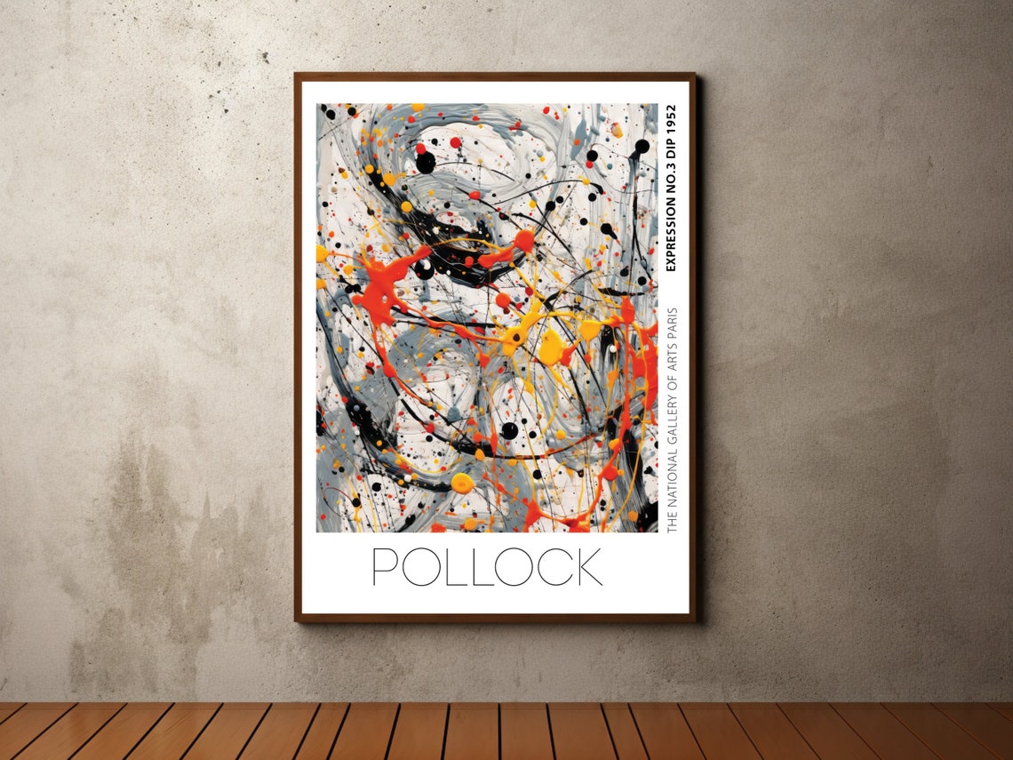 Pollock Expression No 3 Dip 1952 Black White Drip Painting Poster
