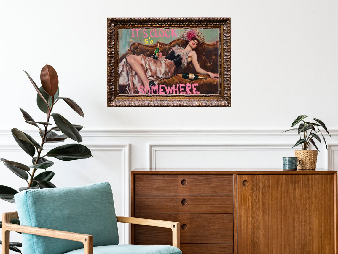 Its Clock 5 Oclock Somewhere Champagne Queen Vintage Art Poster - Image 4