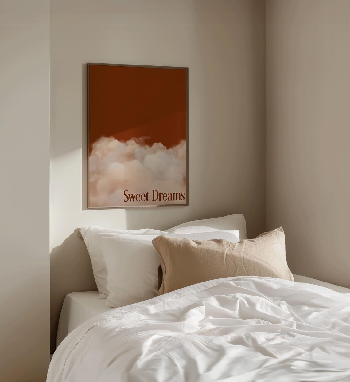 Sweet Dreams Cozy Burnt Orange Cloud Serene Sunset Bedroom Print - Image 2
