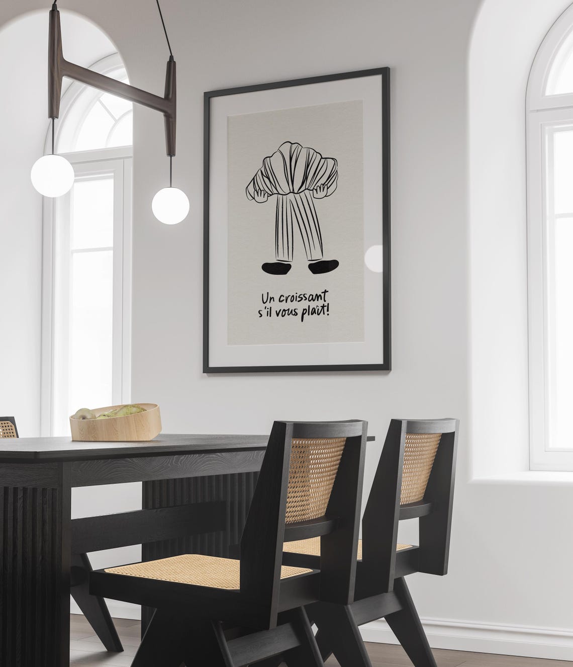 Funny Croissant Poster Print, French Kitchen Doodle - Image 4