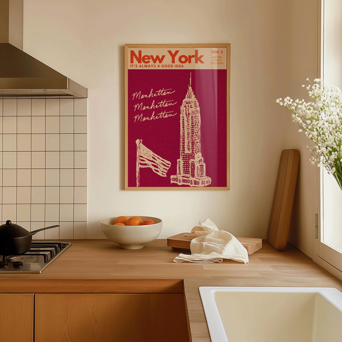 New York Wall Art Travel Poster Empire State Print Nyc Wall Art Print Colourful City Print Travel Wall Art New York City Poster