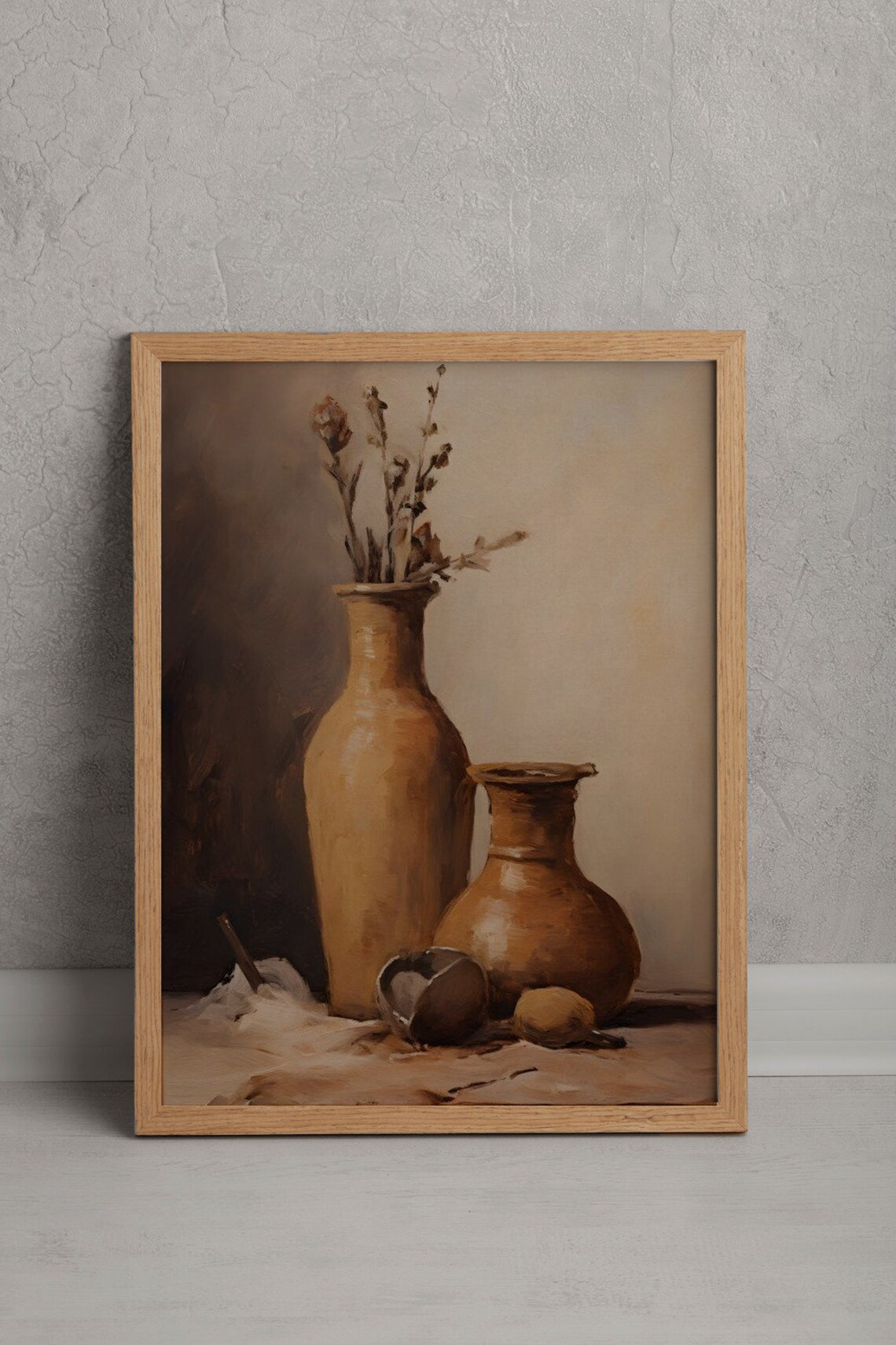 Still Life With Clay Vessels Antique Art Print - Image 4