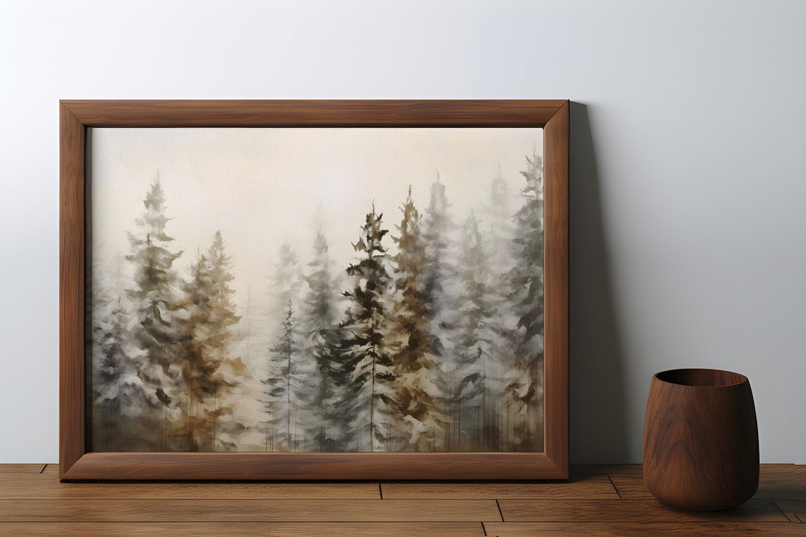 Whispering Pines A Misty Dawn Antique Print - Image 3