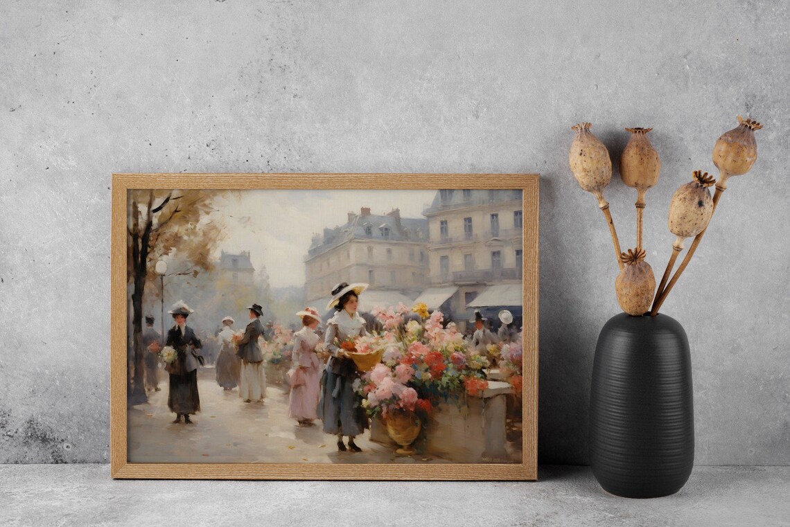 A Bouquet Of Paris, Flower Markets Morning Antique Print - Image 4