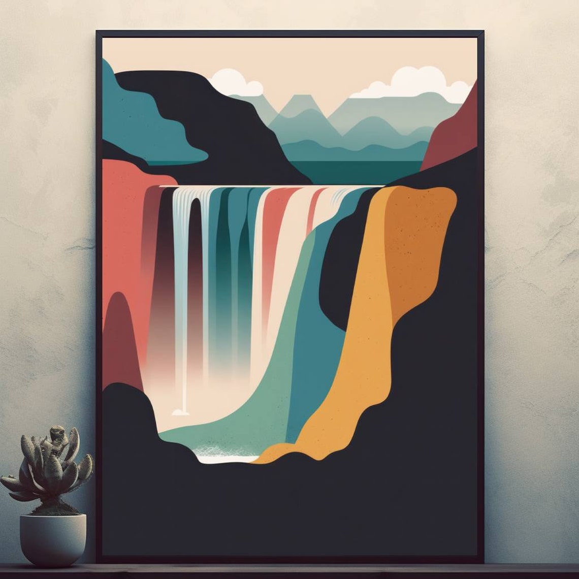 Niagara Falls Minimalist Geometric Waterfall Color Block Poster