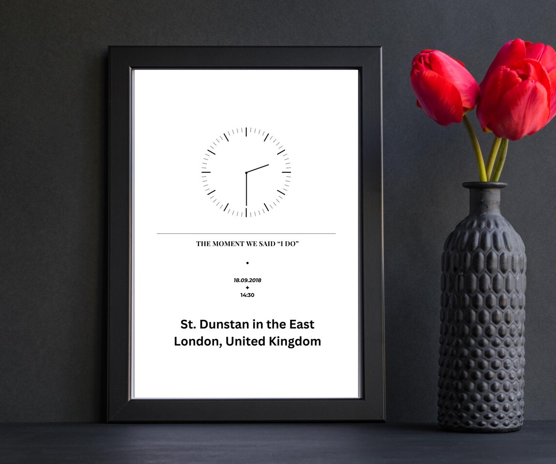 Custom Time Place Clock, Minimalist Personalized Poster - Image 2