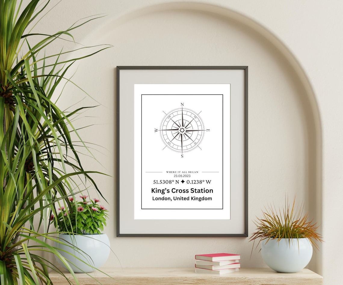 Custom Coordinates Compass - Personalized Art