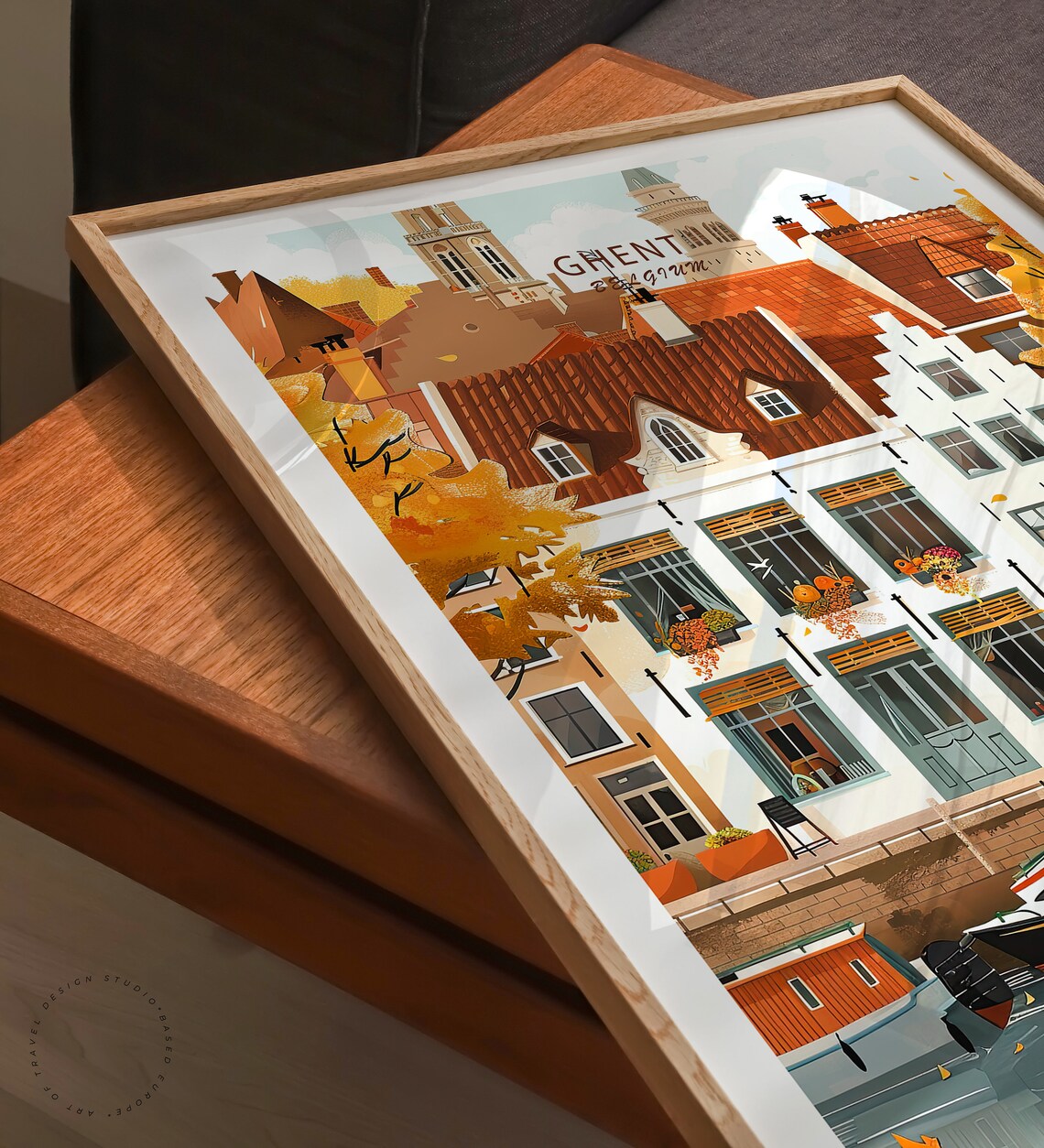 Ghent Belgium Historic Canal Quay Autumn Colors Travel Poster - Image 3