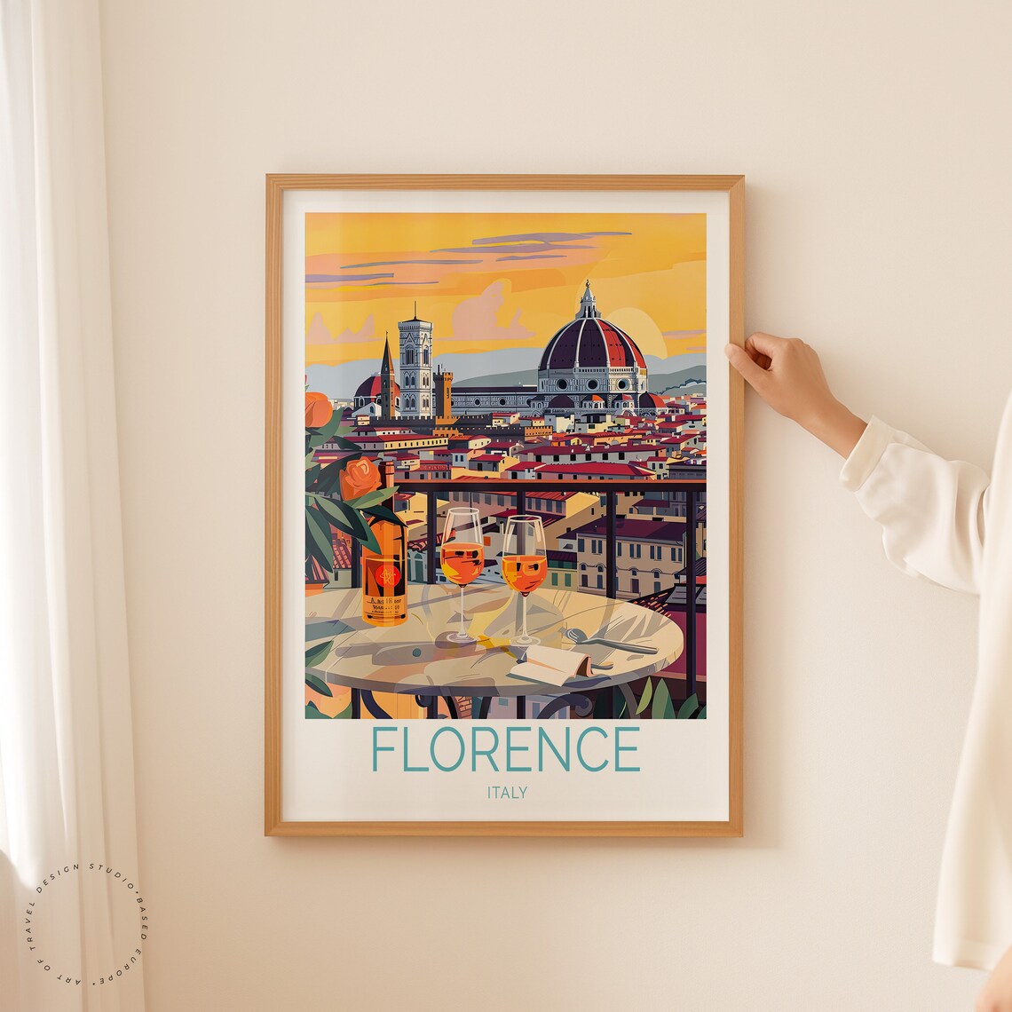 Florence Sunset Travel Poster, Italy Wall Decor - Image 3