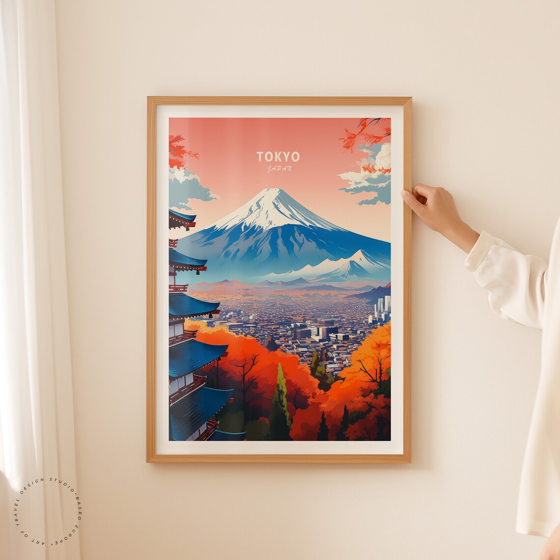 Tokyo Japan Mount Fuji With Pagoda and Autumn Foliage Travel Poster - Image 2