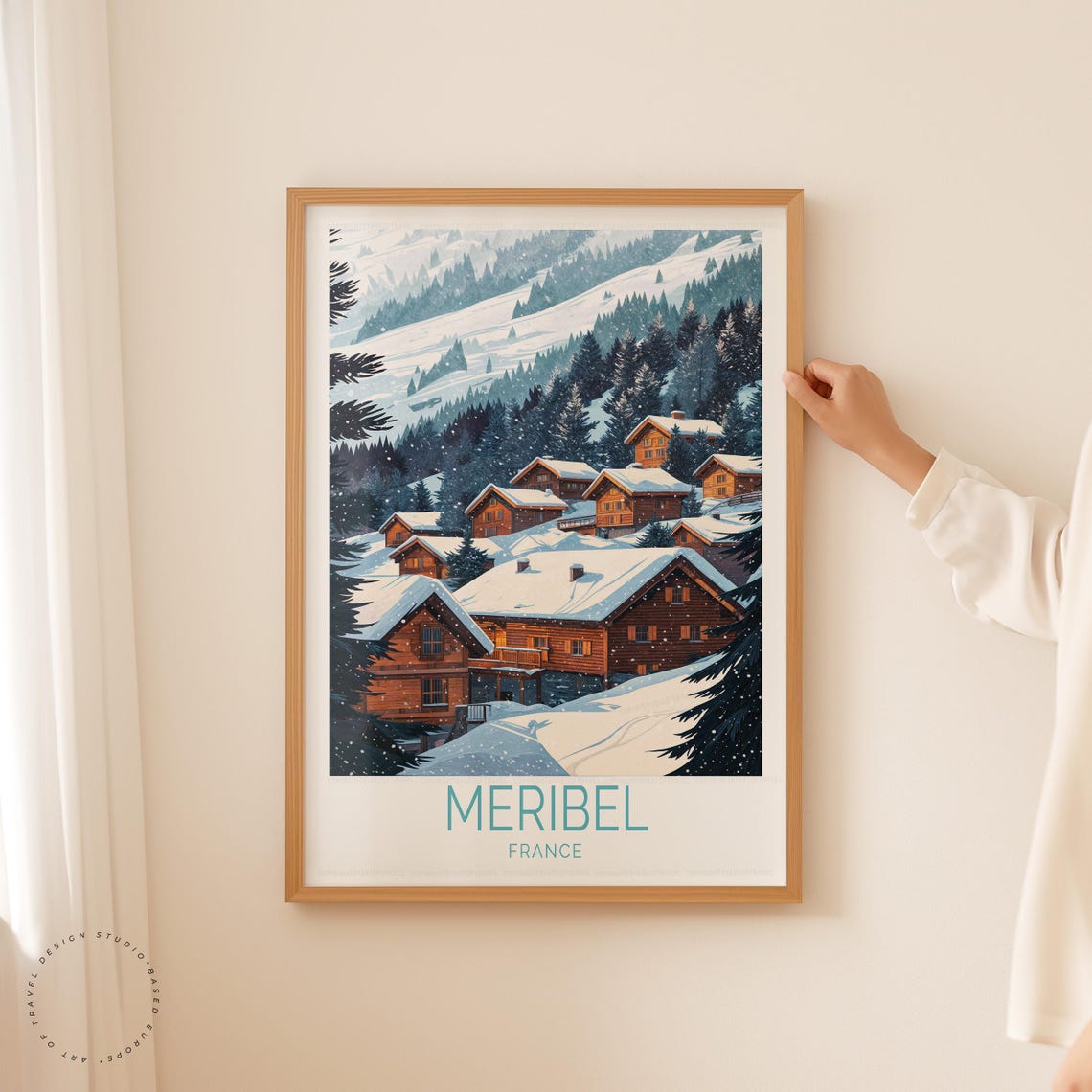 Meribel France Snowy Alpine Chalets Winter Ski Resort Village Poster - Image 5