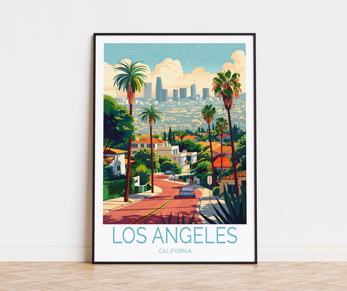 Los Angeles California Travel Poster, City Wall Art