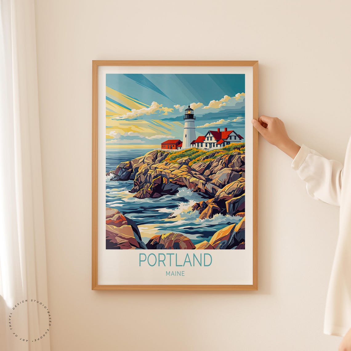 Portland Maine Travel Poster Maine Wall Art Portland Print Wedding Present Birthday Gifts Custom Travel Poster - Image 2
