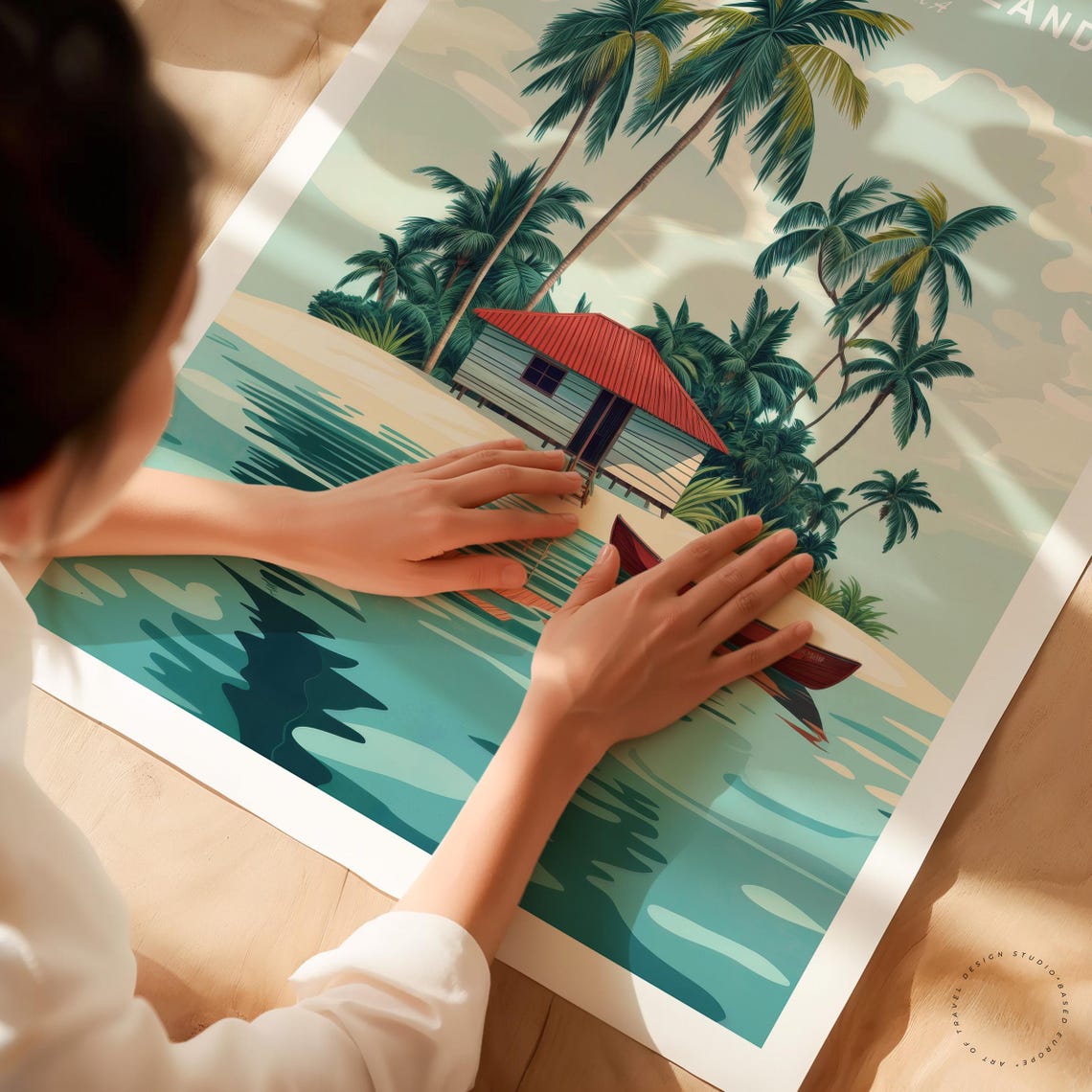San Blas Islands Panama Palm Trees Island Hut Lagoon Travel Poster - Image 3