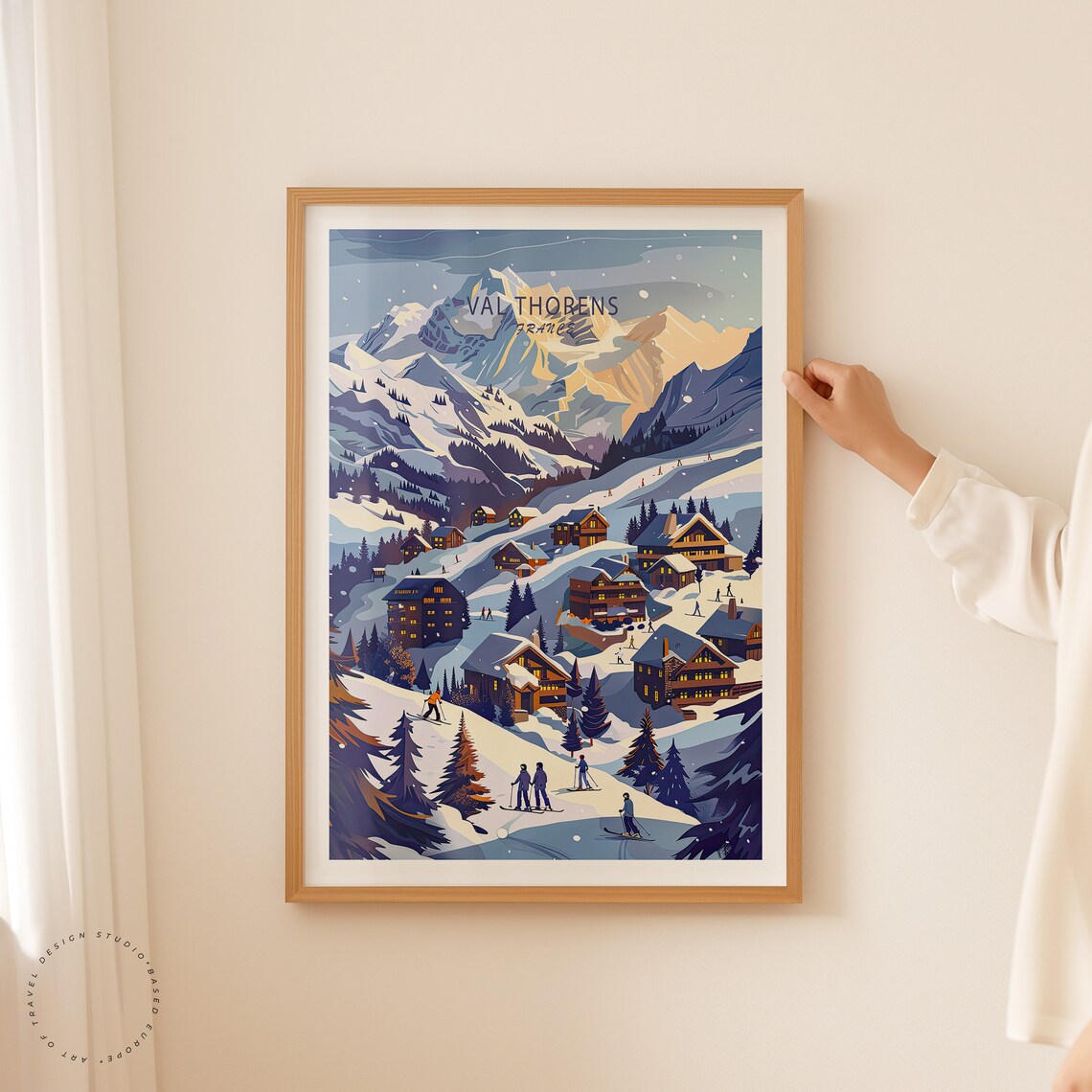 Val Thorens France Alpine Ski Village Winter Night Travel Poster - Image 2