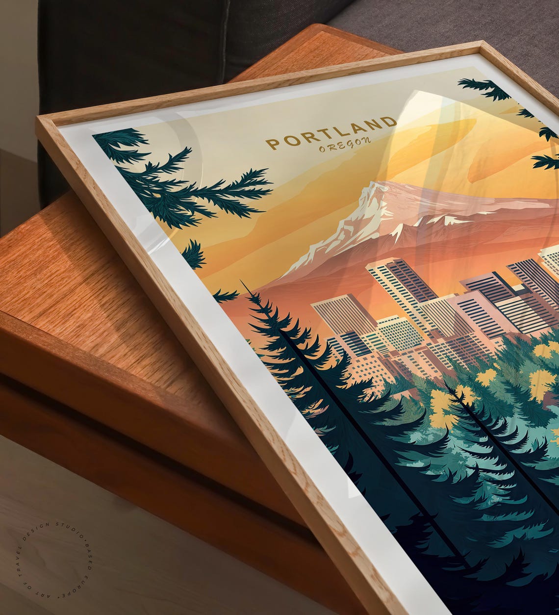 Portland Travel Poster Portland Oregon Print Oregon Wall Art Sunset Poster Personalised Travel Poster Birthday Gifts - Image 3
