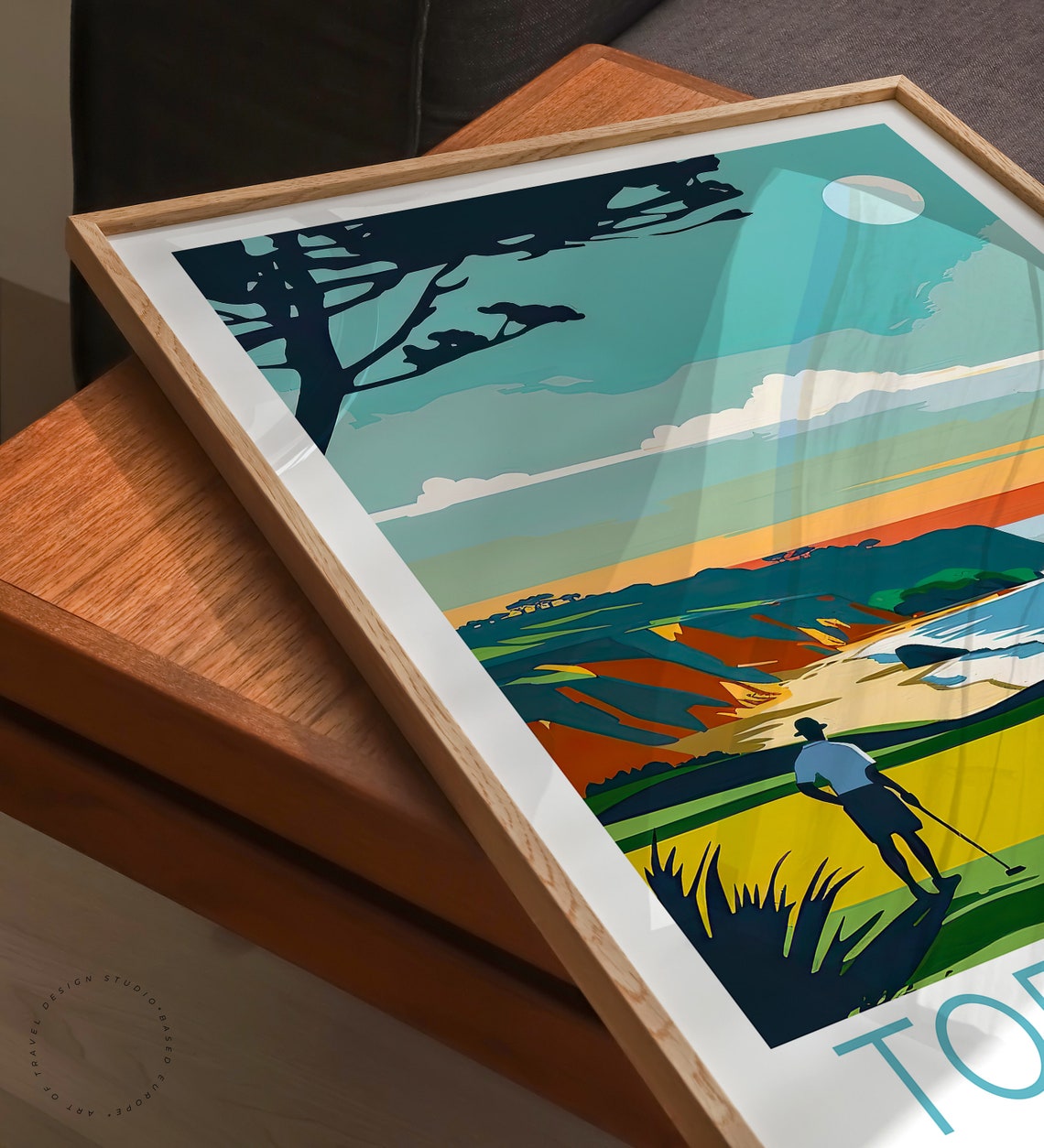 Torrey Pines San Diego Golfer On Coastal Course At Moonrise Poster - Image 3