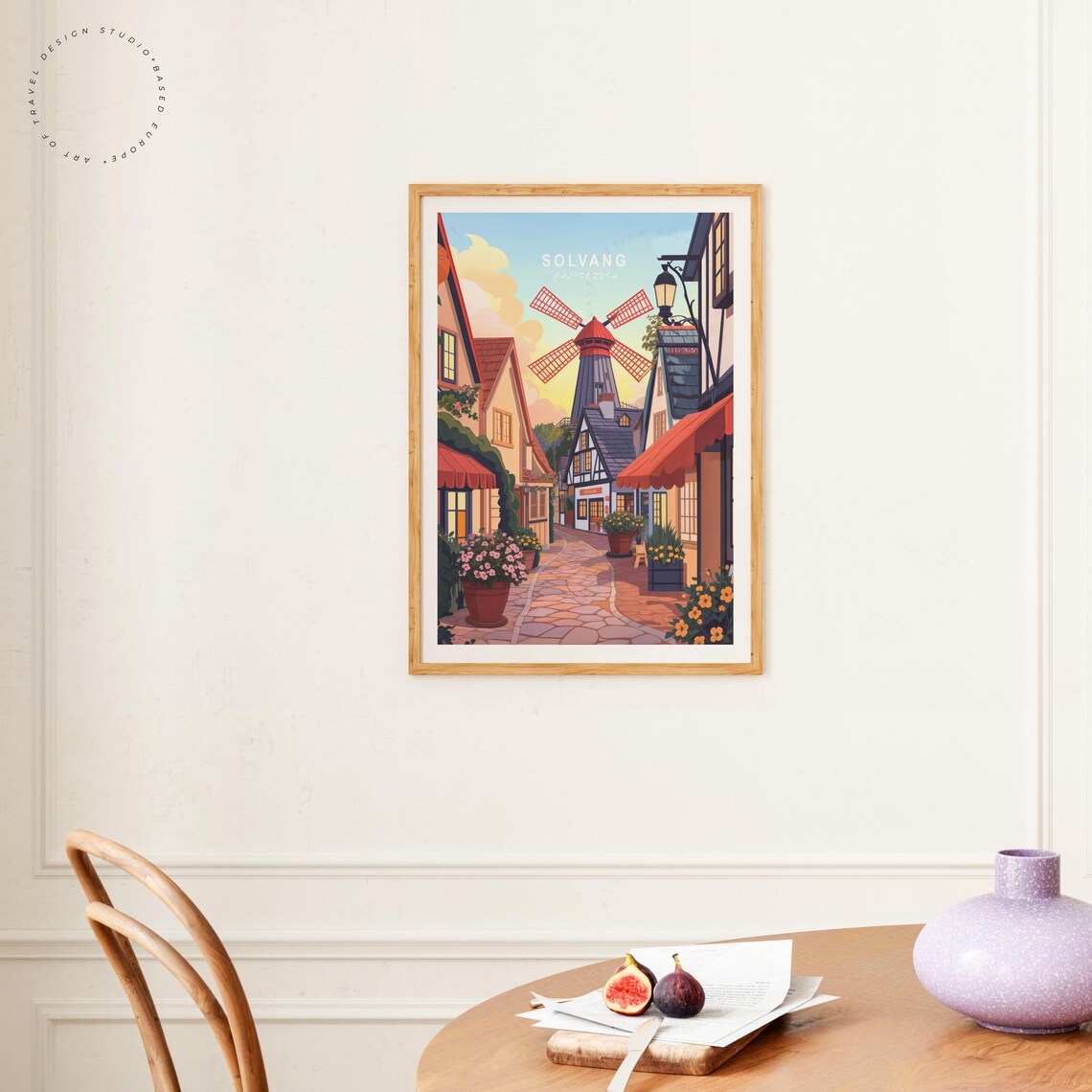 Solvang California Windmill Blue Sky Half Timbered Shops Daytime Poster - Image 4