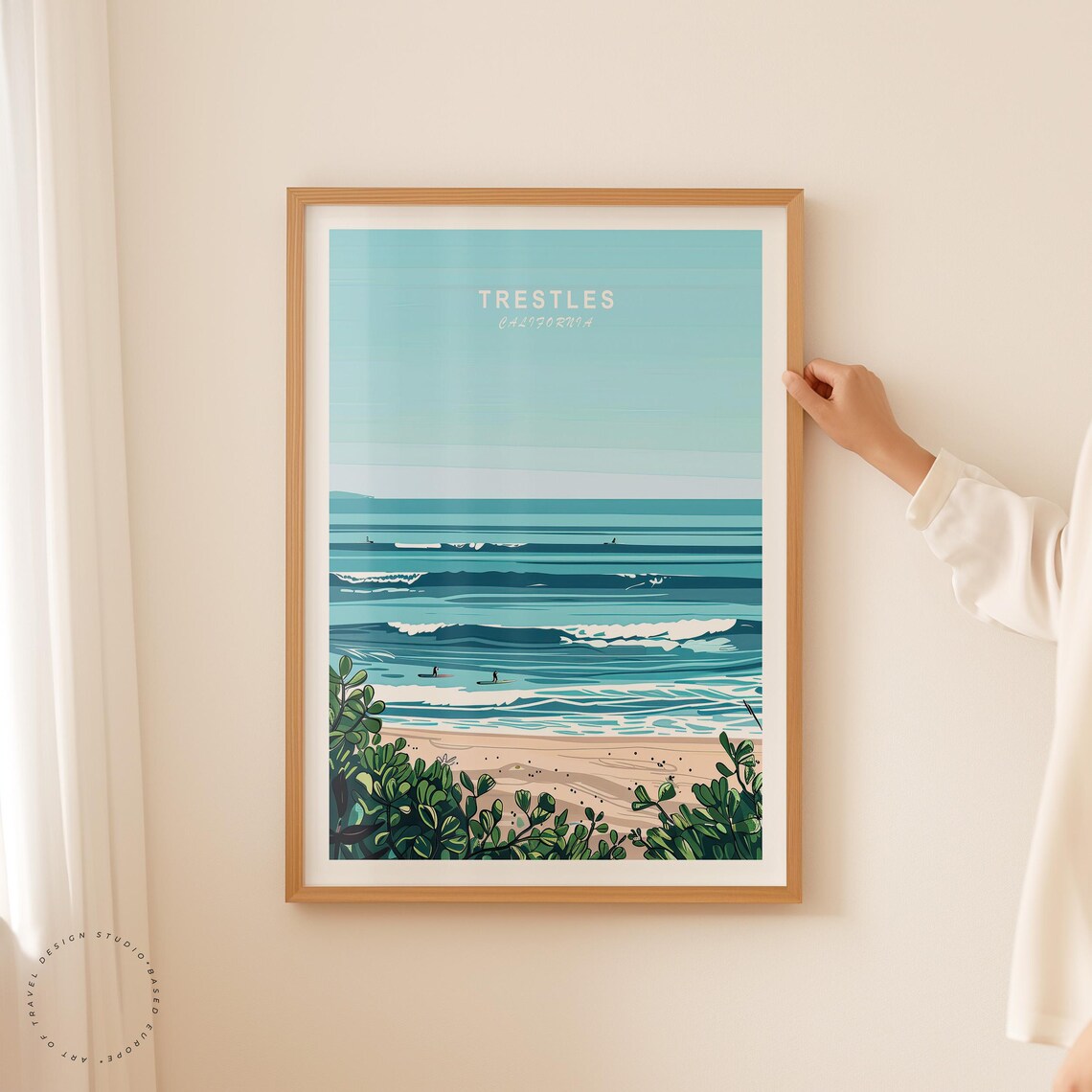 Trestles California Minimalist Surf Break Ocean Travel Poster - Image 2