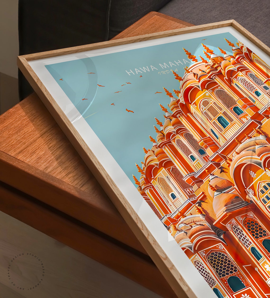 Hawa Mahal Jaipur India Palace Skyline Birds In Flight Poster - Image 3
