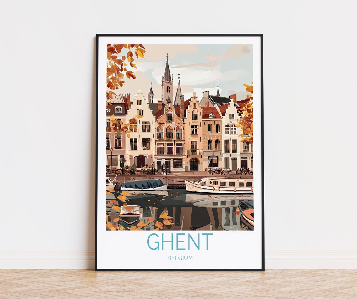 Ghent Travel Poster Belgium Print Ghent Belgium Wall Art Travel Postcard Europe Wall Decor Personalised Gifts Birthday Gifts