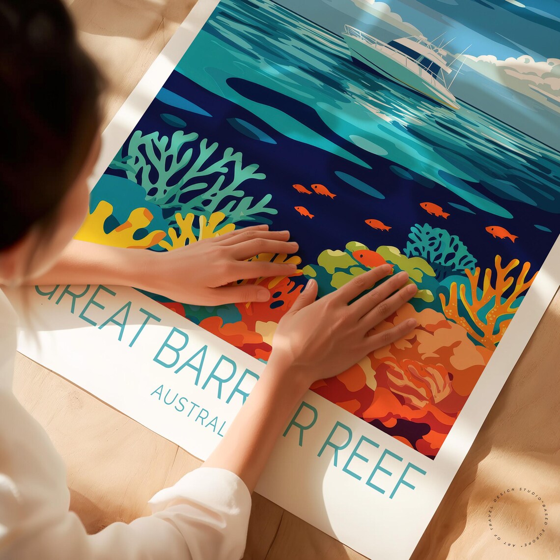 Great Barrier Reef Australia Coral Reef Dive Boat Travel Poster - Image 3