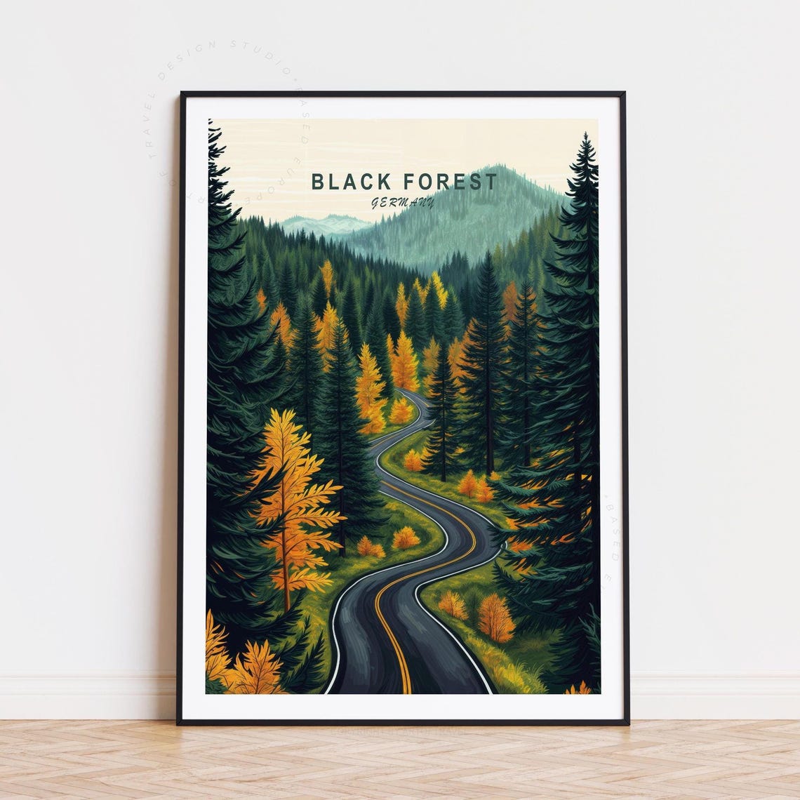 Black Forest Germany Winding Road Autumn Pines Mountain View Poster