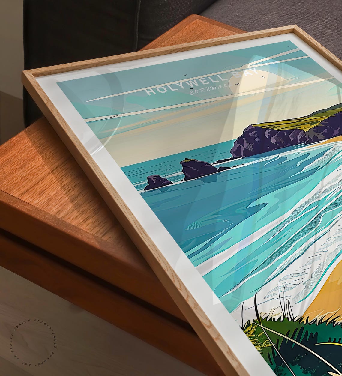 Holywell Bay Cornwall Golden Beach Sea Stacks Shore Travel Poster - Image 3