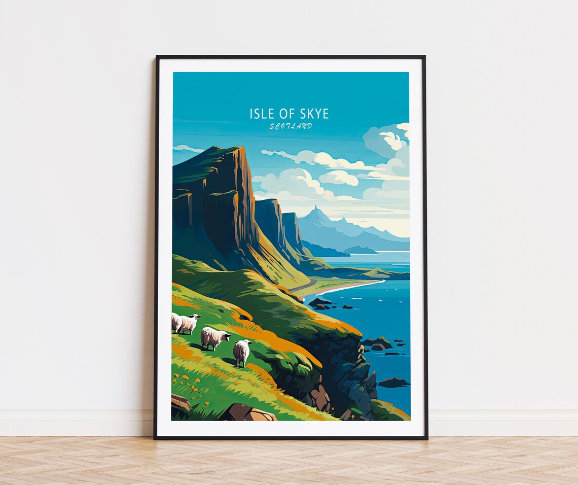 Isle Of Skye Scotland Print Scotland Wall Art Isle Of Skye Scotland Travel Poster Coast Print Wedding Present Personalised Gifts