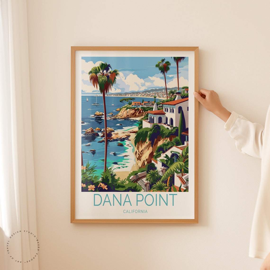 Dana Point California Harbor Palms Cliff Houses Coast Wall Art - Image 2