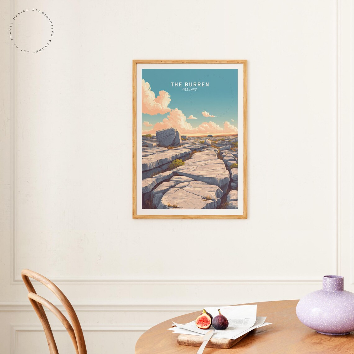 The Burren Ireland Limestone Pavement Golden Sky Vintage Travel Poster - Image 4