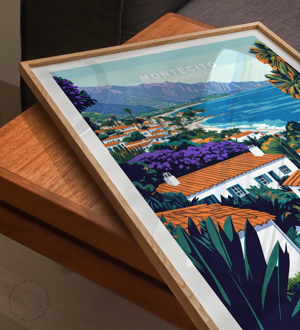 Montecito California Coastal Villas Ocean View Sunset Travel Poster - Image 6