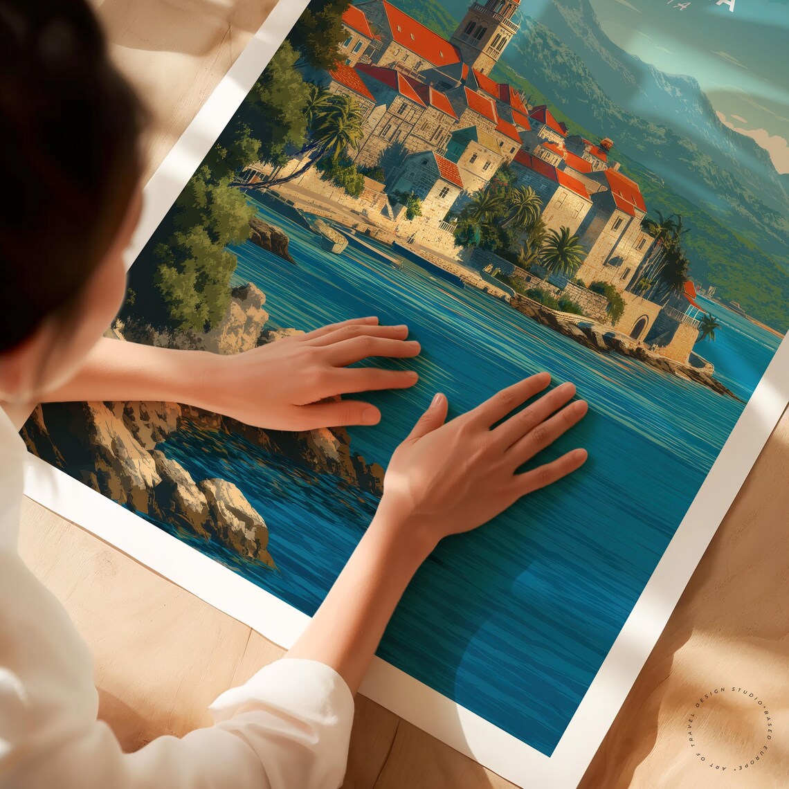 Korcula Croatia Old Town Harbor Adriatic Coast Red Roofs Travel Poster - Image 3