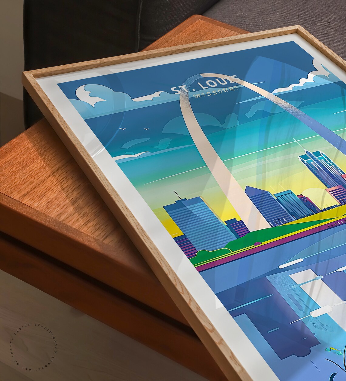 St Louis Missouri Gateway Arch Over Skyline At Sunset Poster - Image 3