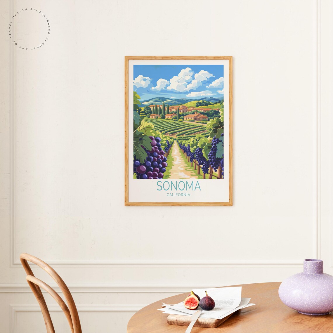 Sonoma California Vineyard Grape Rows Estate Winery Travel Poster - Image 4