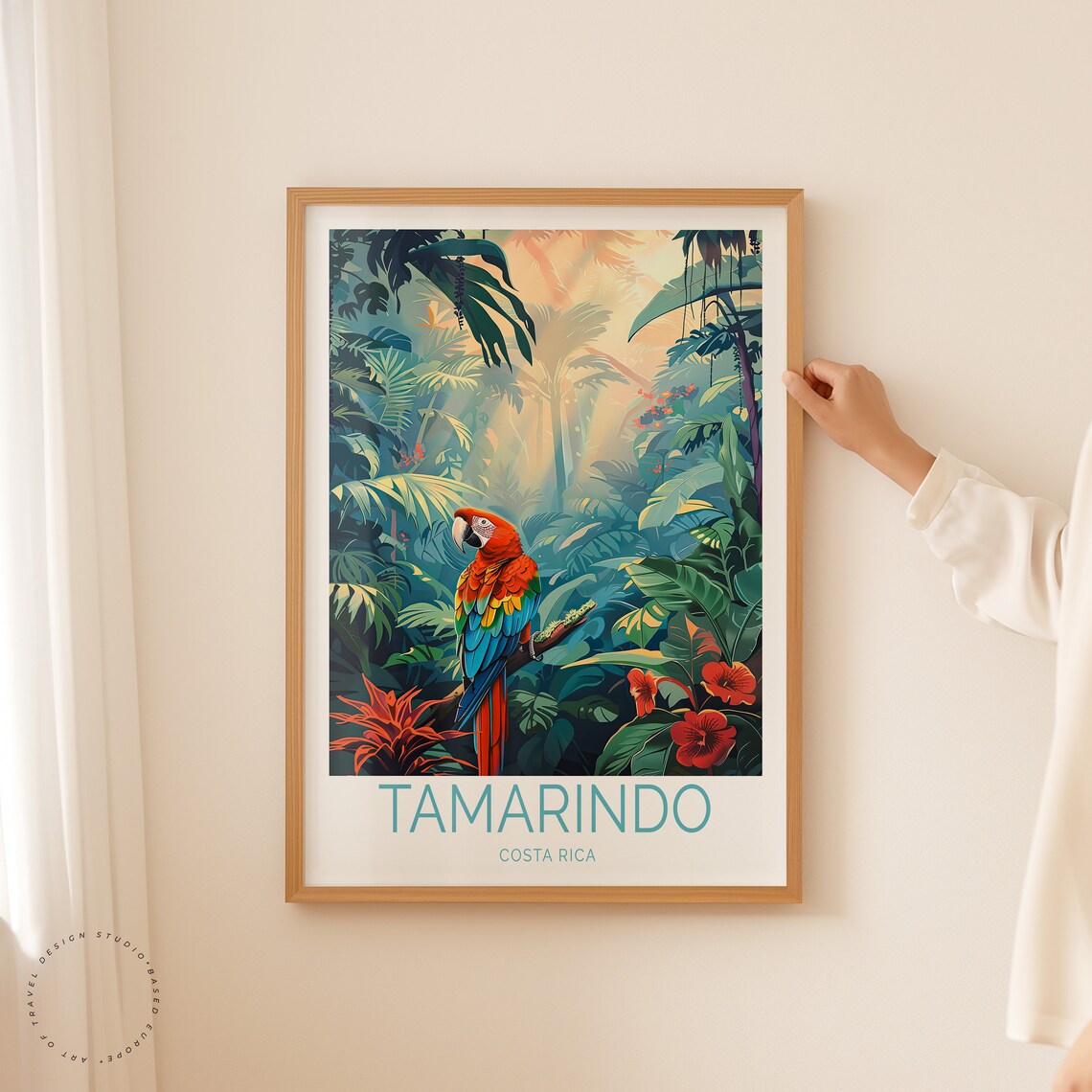 Tamarindo Costa Rica Scarlet Macaw In Jungle Bloom Travel Poster - Image 2