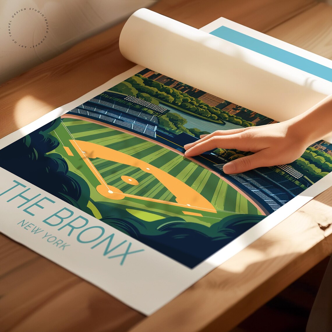 The Bronx New York Baseball Field River Skyline Day Game Poster - Image 2