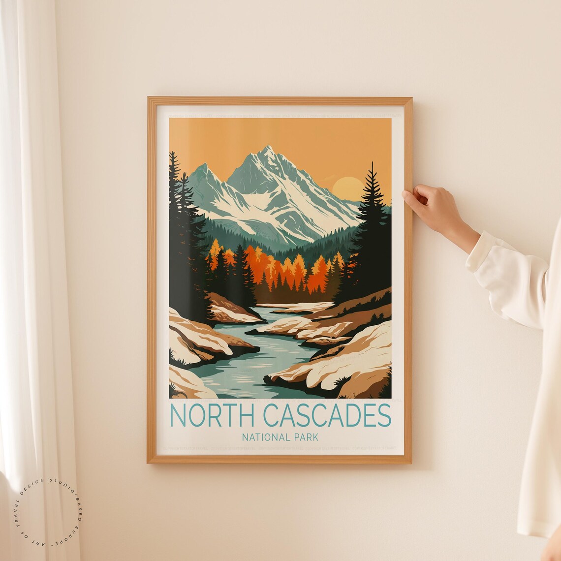 North Cascades National Park Sunset Snowy Peak Fall Forest River Poster - Image 5