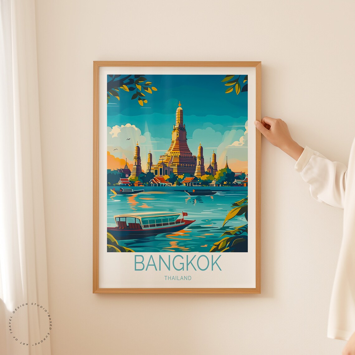 Bangkok Thailand Wat Arun Golden Riverside Temple Travel Poster - Image 2