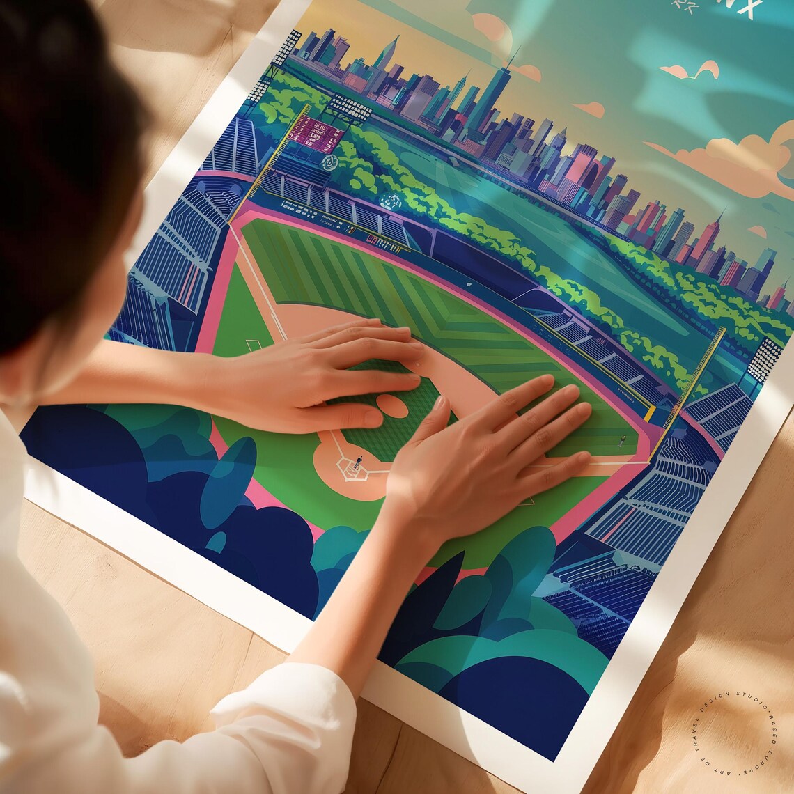 The Bronx New York Baseball Stadium Sunset Manhattan Skyline Poster - Image 3
