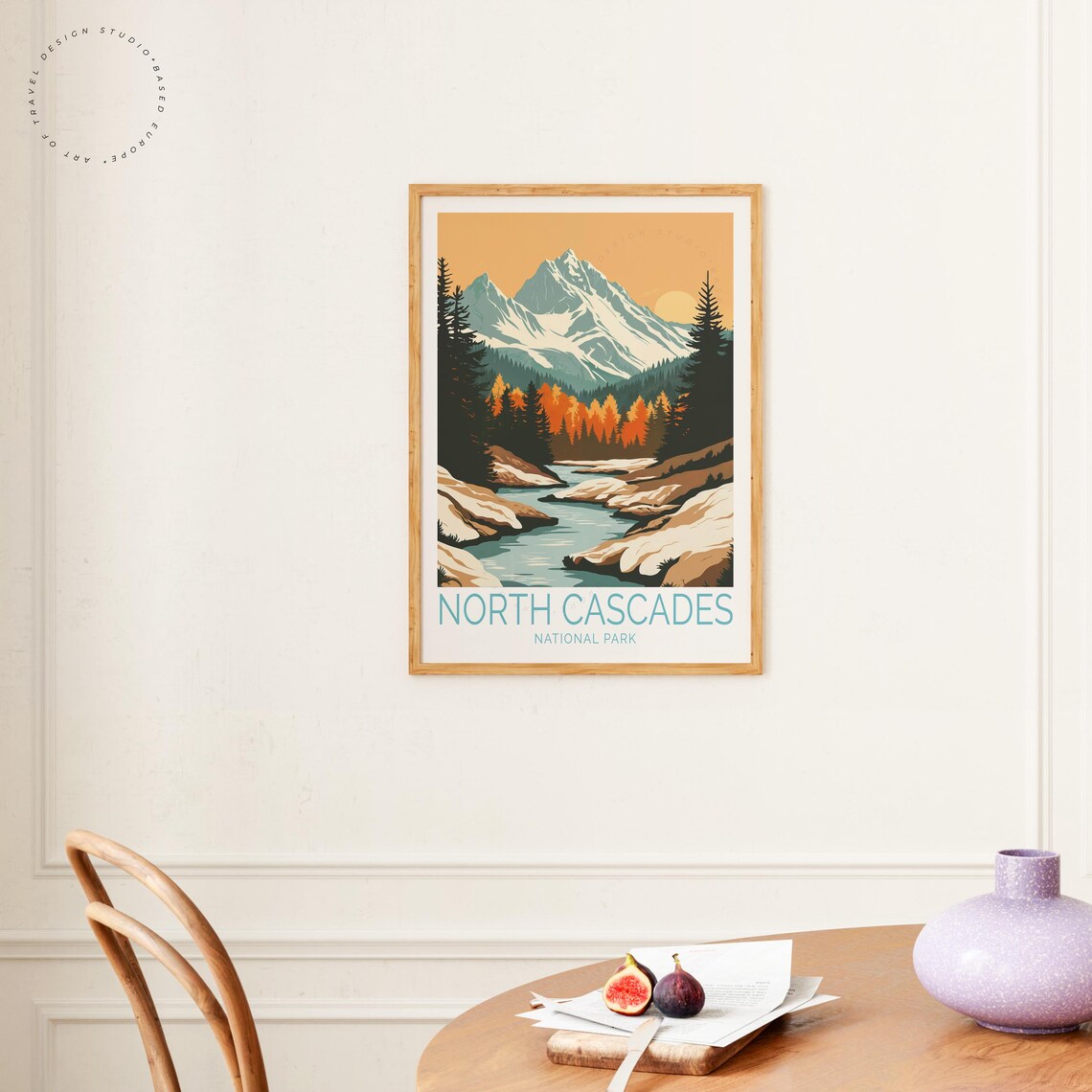 North Cascades National Park Sunset Snowy Peak Fall Forest River Poster - Image 4