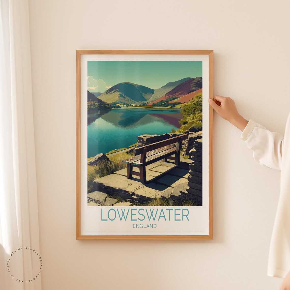 Loweswater England Lake District Lakeside Bench Vintage Travel Poster - Image 5