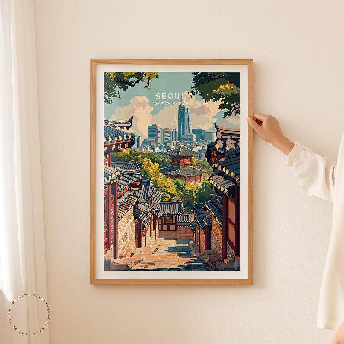 Seoul South Korea Bukchon Hanok Village with the Modern Skyline Poster - Image 2