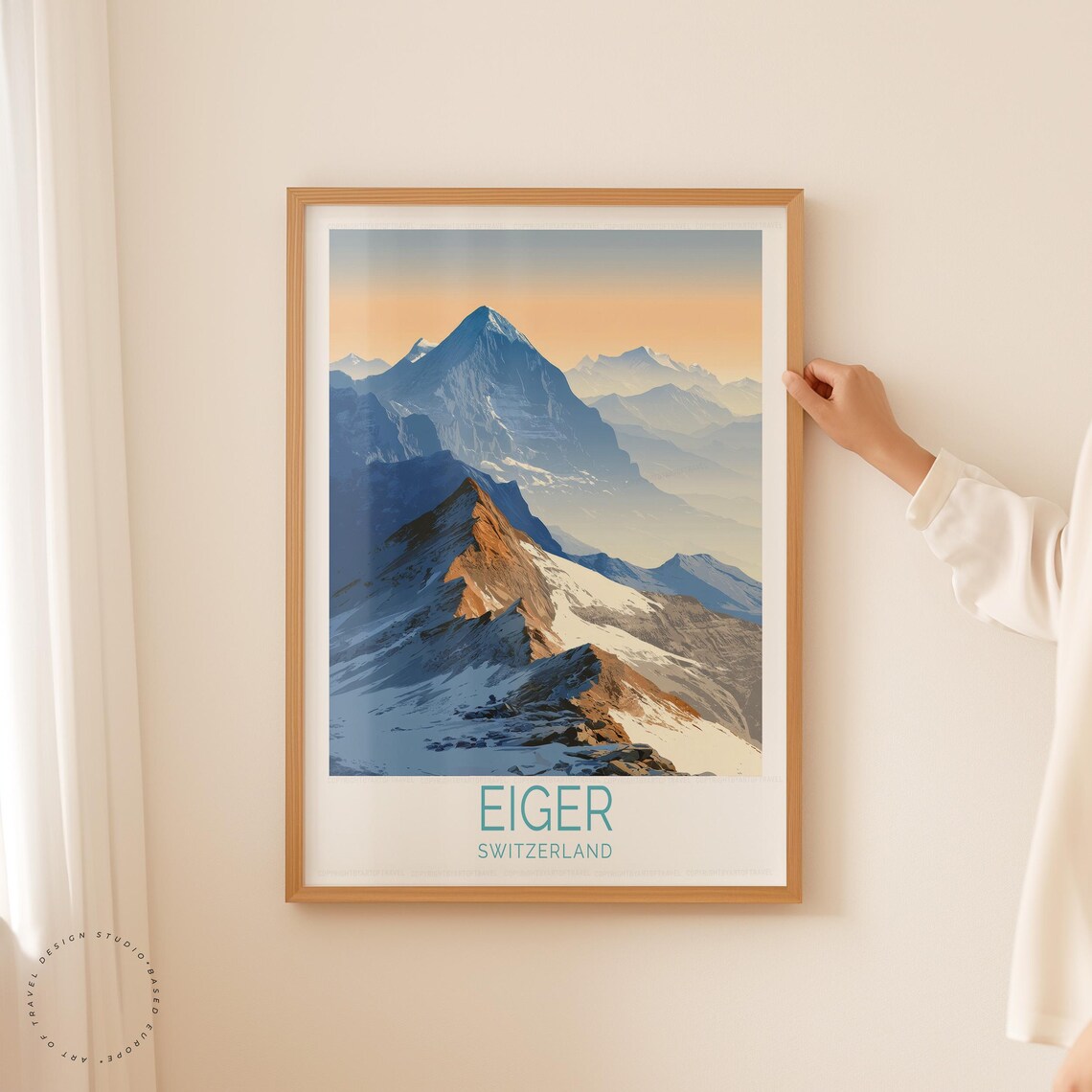 Eiger Switzerland Alpine Mountain Peak Vintage Illustration Art Poster - Image 5