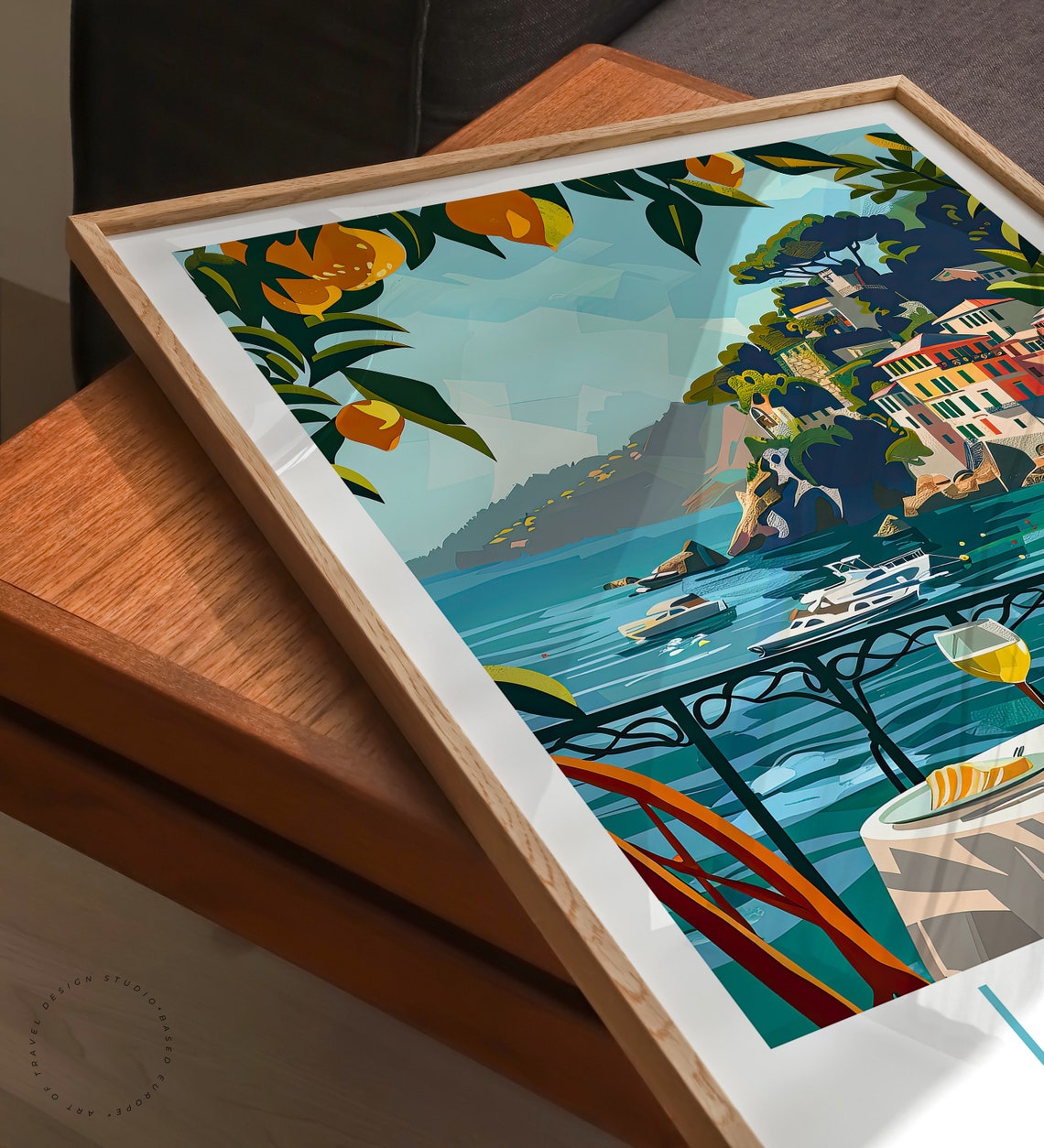 La Spezia Italy Coastal Village Wine Lemon Table Seaside View Poster - Image 6